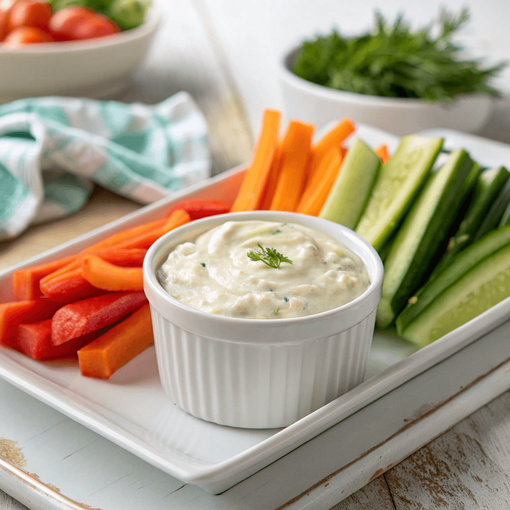 Cottage Cheese Ranch Dip: The Healthy Homemade Favorite My Family Loves 8 Cottage cheese ranch dip served with vegetables