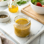 Gluten Free Italian Salad Dressing Recipe That Brings Bold Flavor to Every Meal 5 gluten free Italian salad dressing in a glass bottle with herbs and lemon