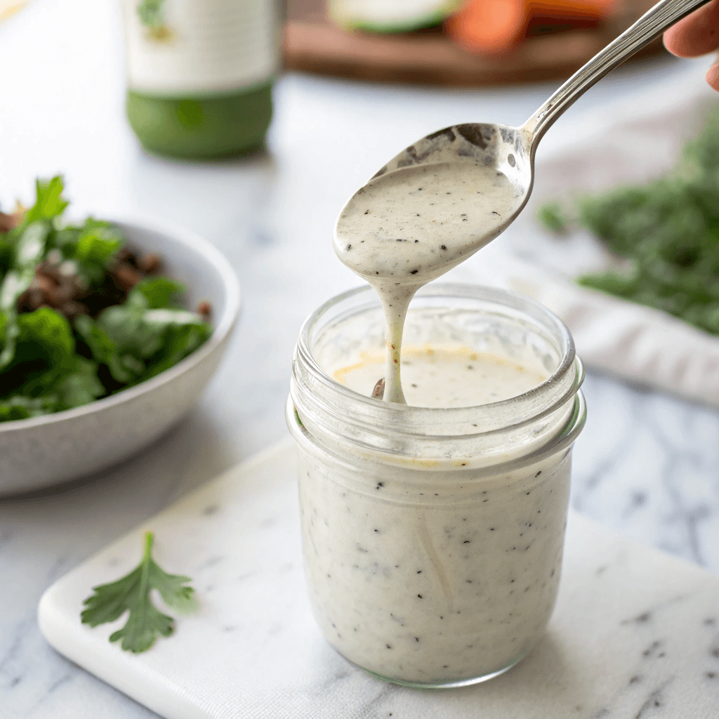 creamy homestyle ranch in a glass jar