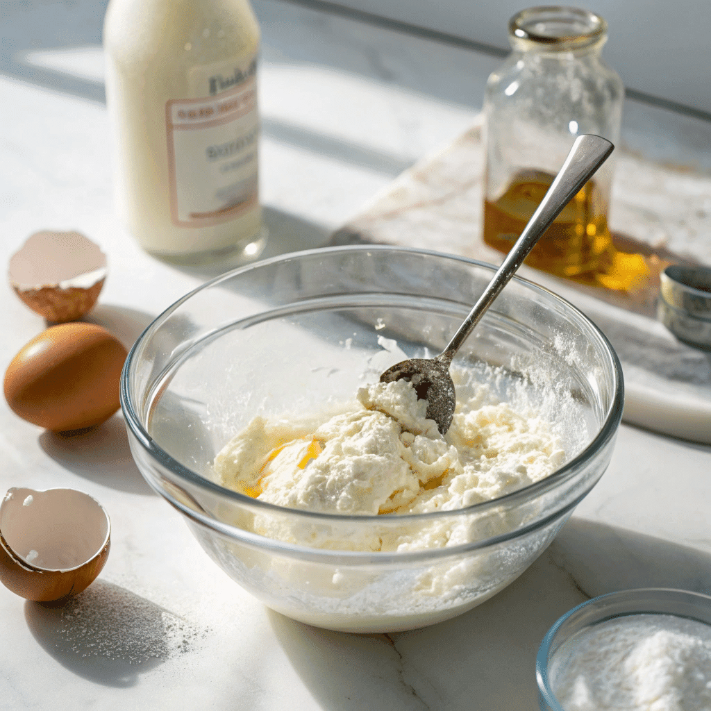 mixing ranch base in glass bowl