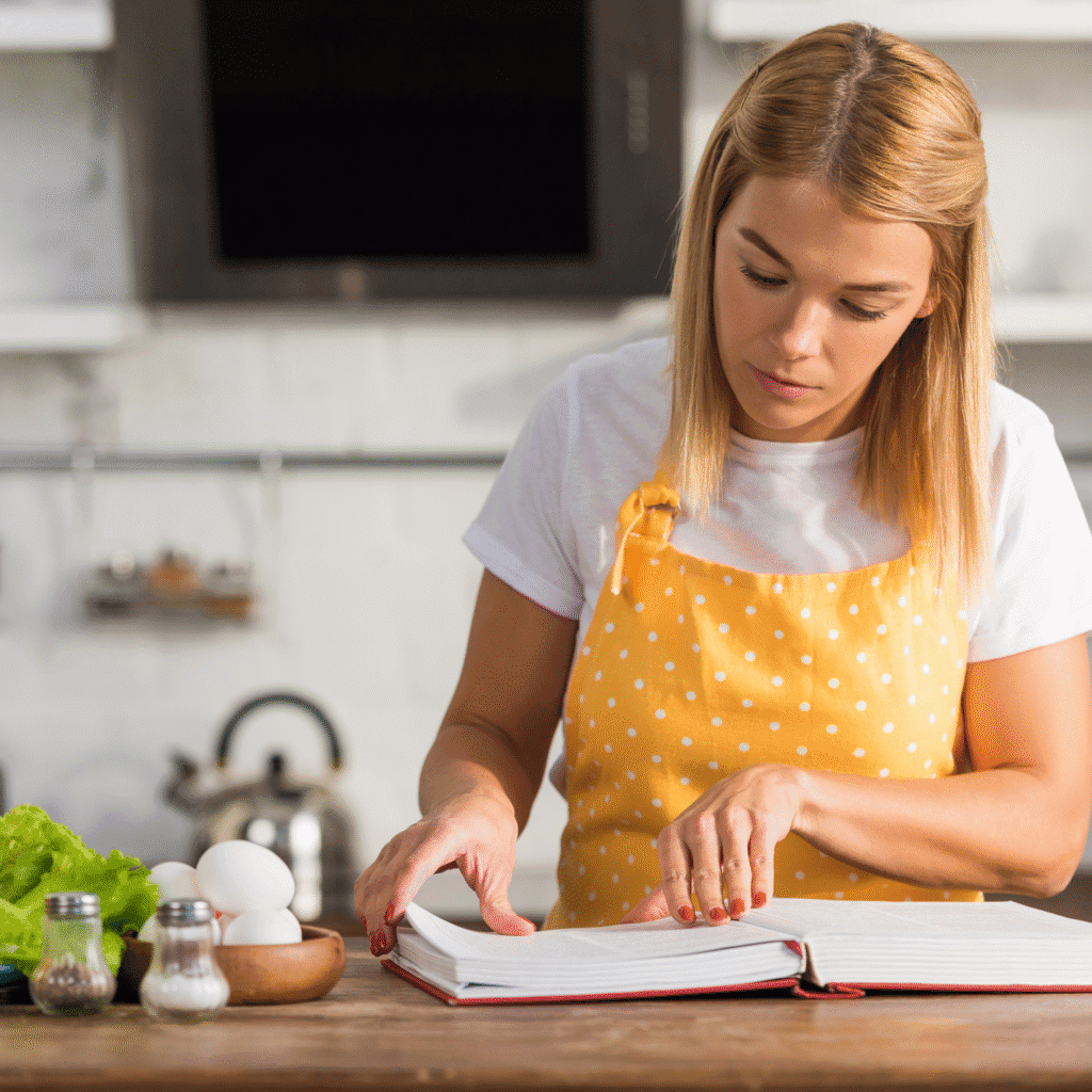 About 1 Emily Grace in her kitchen sharing a step from New Easy Recipe