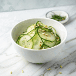 Final dish of cucumber namasu with garnish