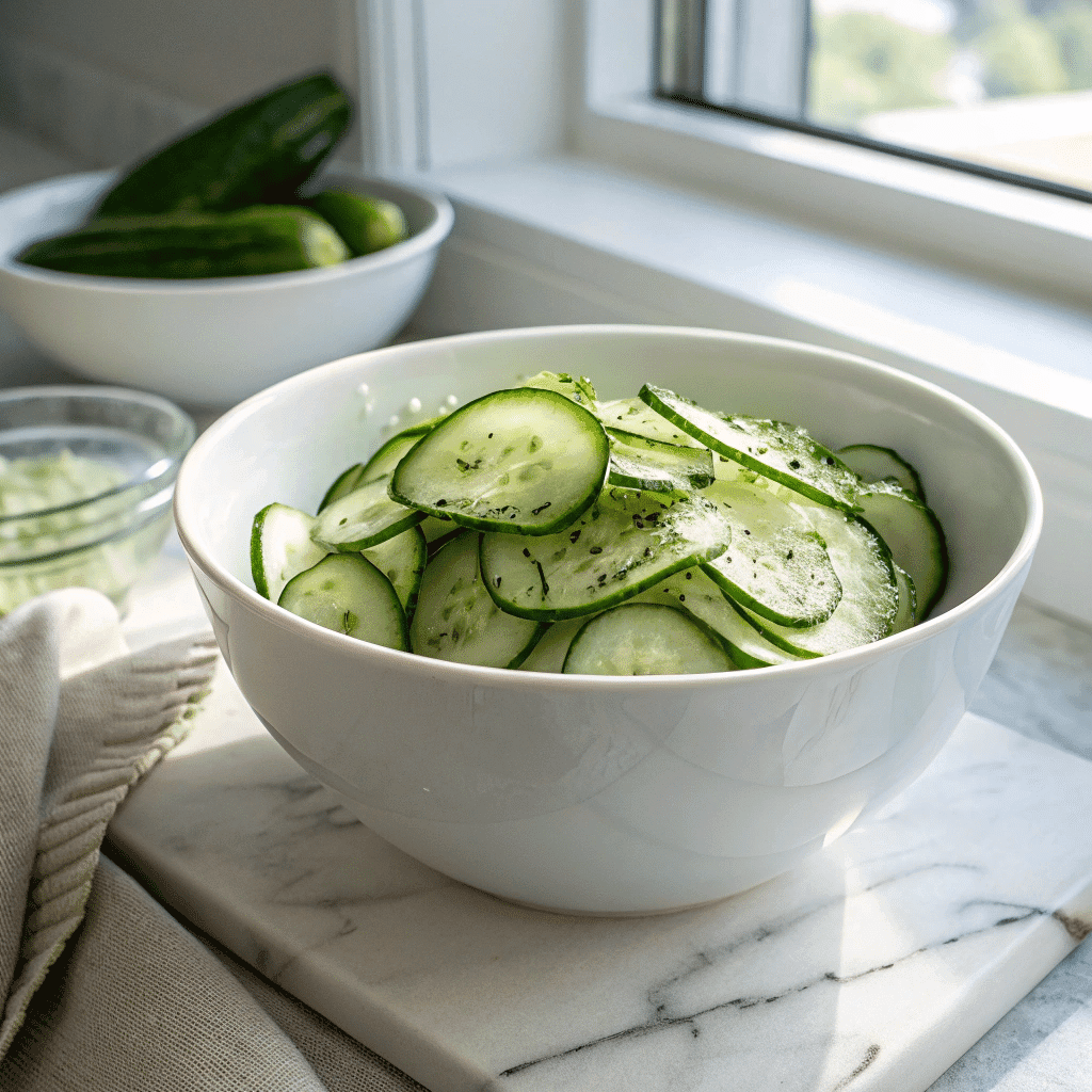 Final close-up of cucumber namasu salad