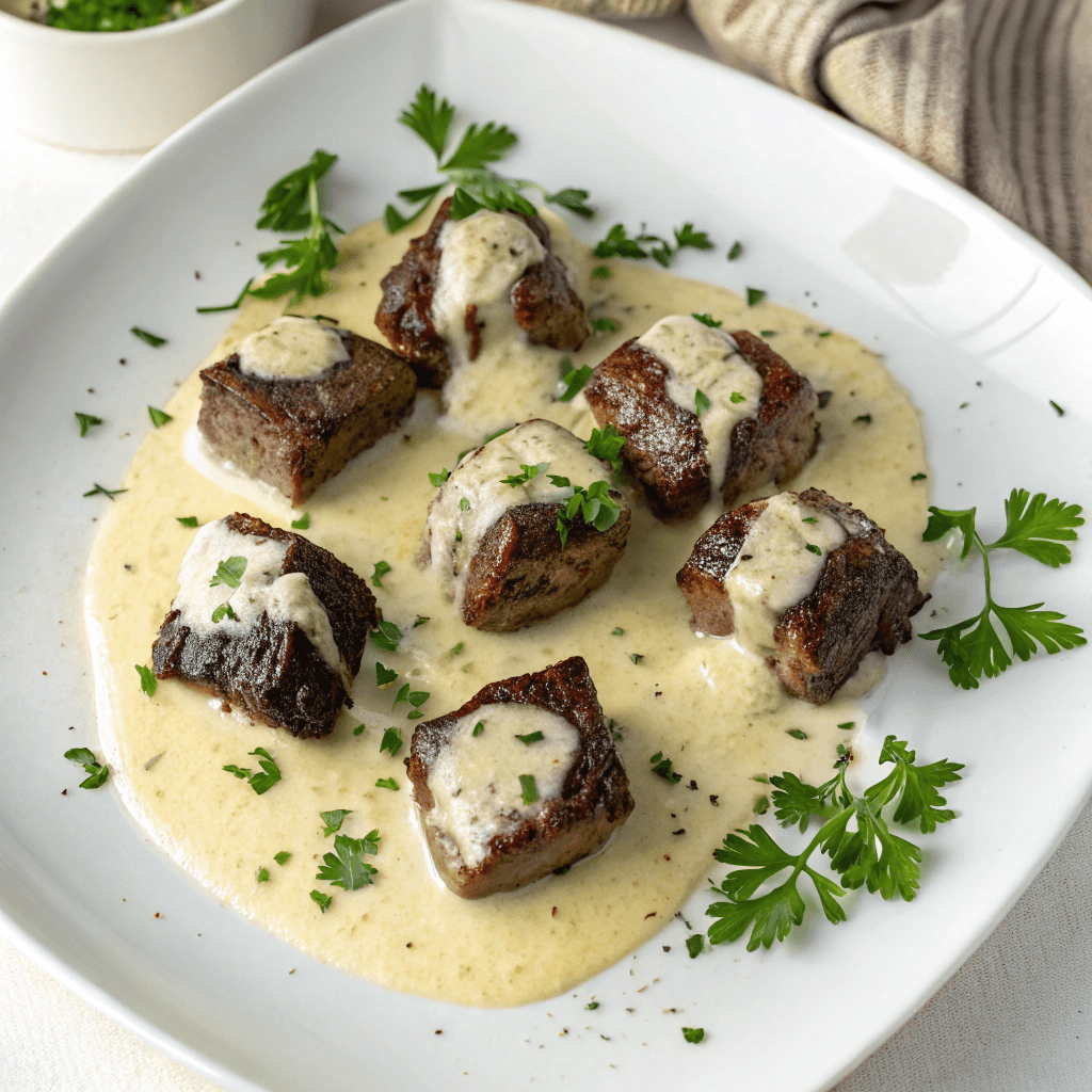 Garlic Butter Steak Bites with Parmesan Cream Sauce – A Perfect 30-Minute Dinner You'll Crave 11 Final garlic butter steak bites recipe with parmesan sauce
