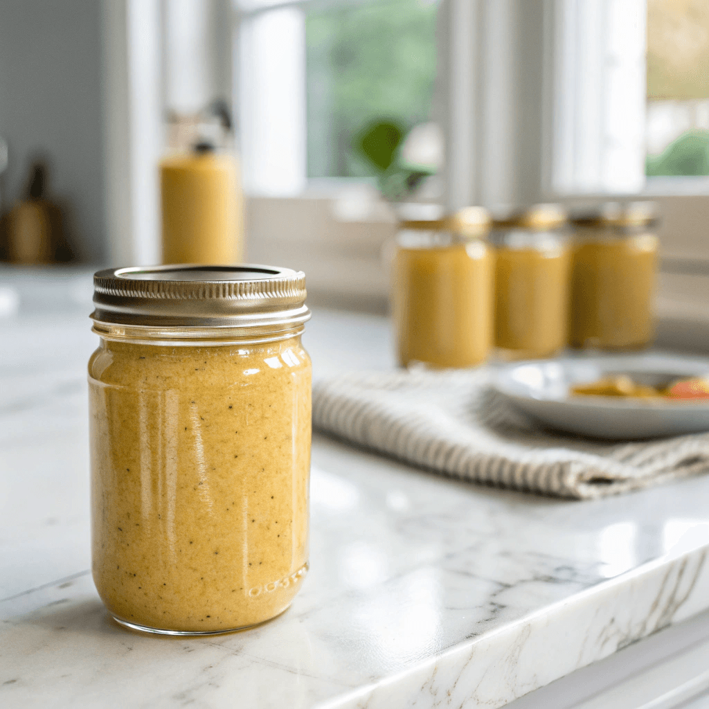 Hot Honey Mustard Sauce – Easy, Spicy-Sweet Dip & Drizzle You’ll Make on Repeat 11 Hot Honey Mustard Sauce stored in sealed glass ja