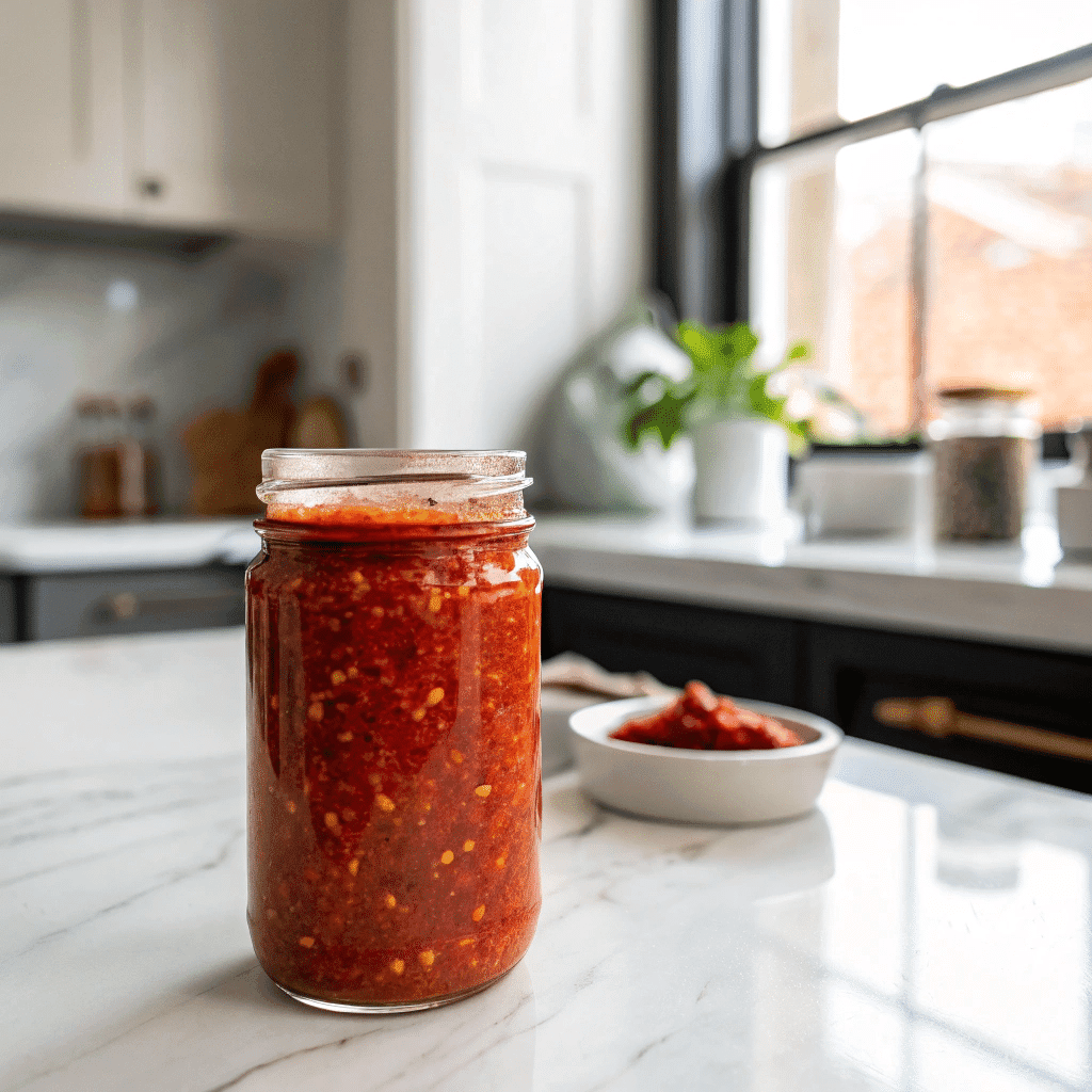 Irresistible Hot Honey Pizza Sauce – Quick, Bold & Made for Pizza Lovers! 11 Hot honey pizza sauce stored in glass jars