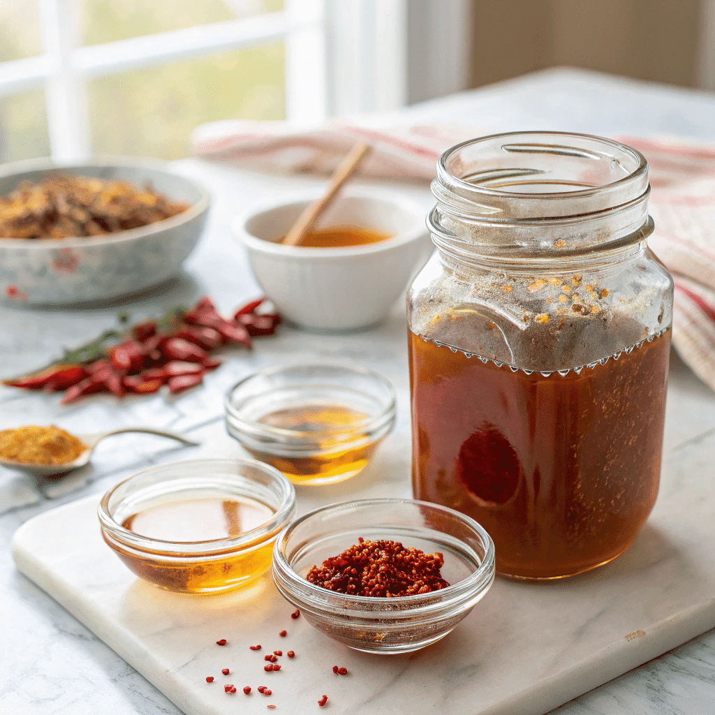 Hot Honey Sauce – Sweet, Spicy, and Perfect for Any Dish 12 Hot honey sauce with recipe ingredients