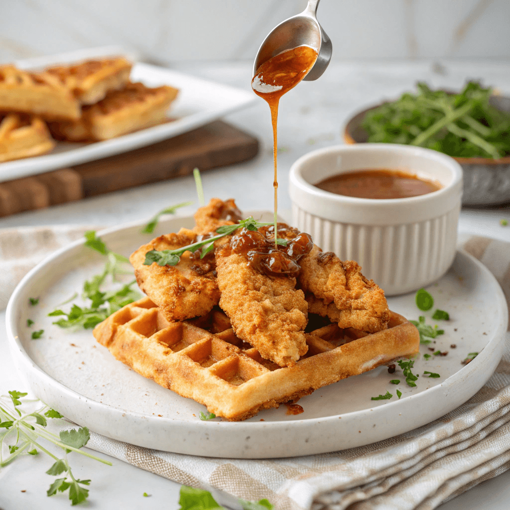 Hot Honey Sauce Recipe – Sweet, Spicy, and Totally Addictive 10 Hot honey sauce served with chicken and waffle