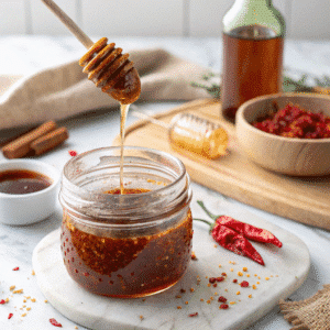 How to make hot honey sauce in jar with chili flakes
