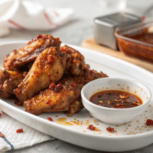 How to make hot honey sauce for wings served over crispy chicken