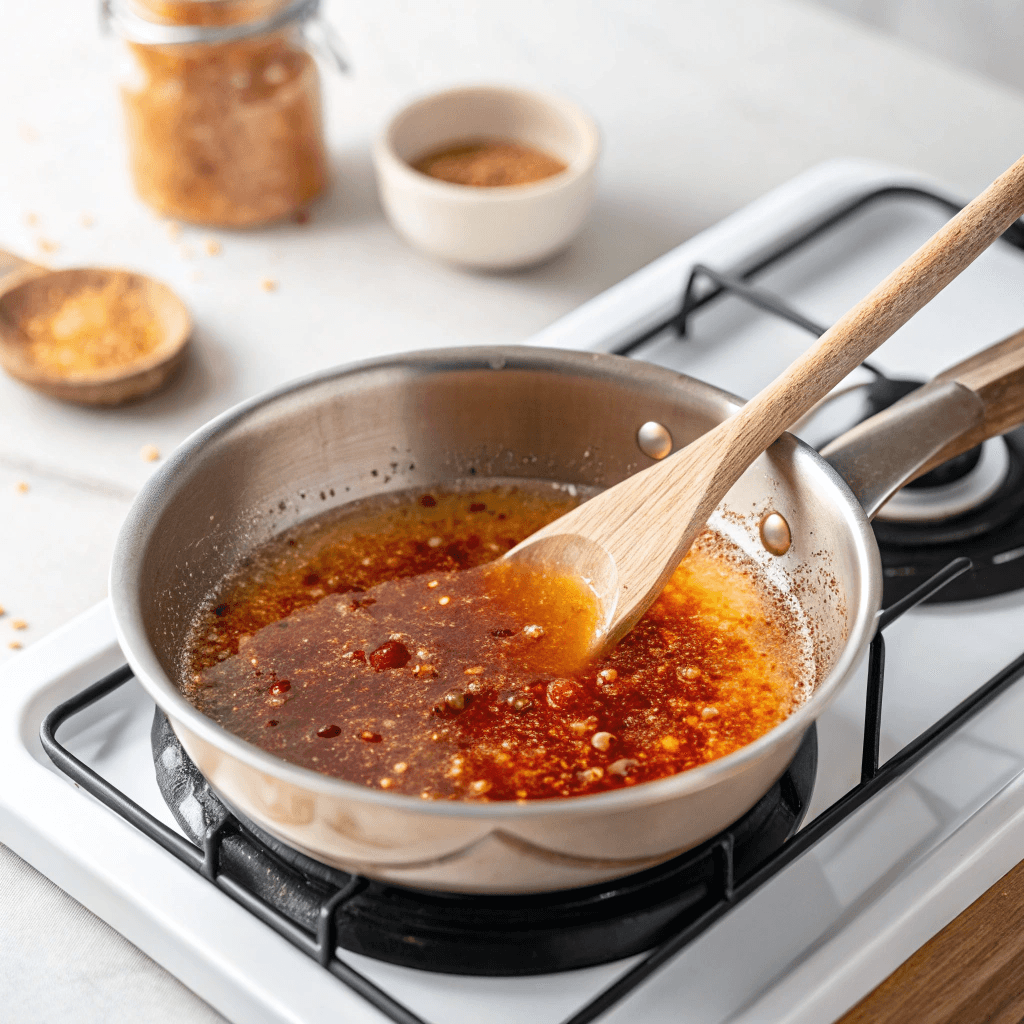 How to Make Hot Honey Sauce for Wings – Sweet, Spicy, and Irresistible 9 How to make hot honey sauce for wings simmering on the stove