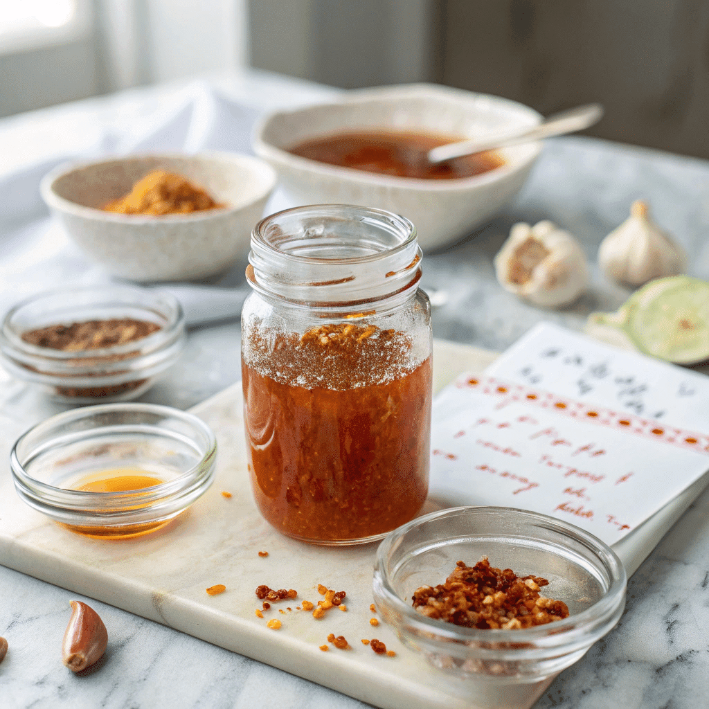 How to Make Hot Honey Sauce – A Sweet, Spicy Recipe You'll Love 12 Recipe card for homemade hot honey sauce with ingredients