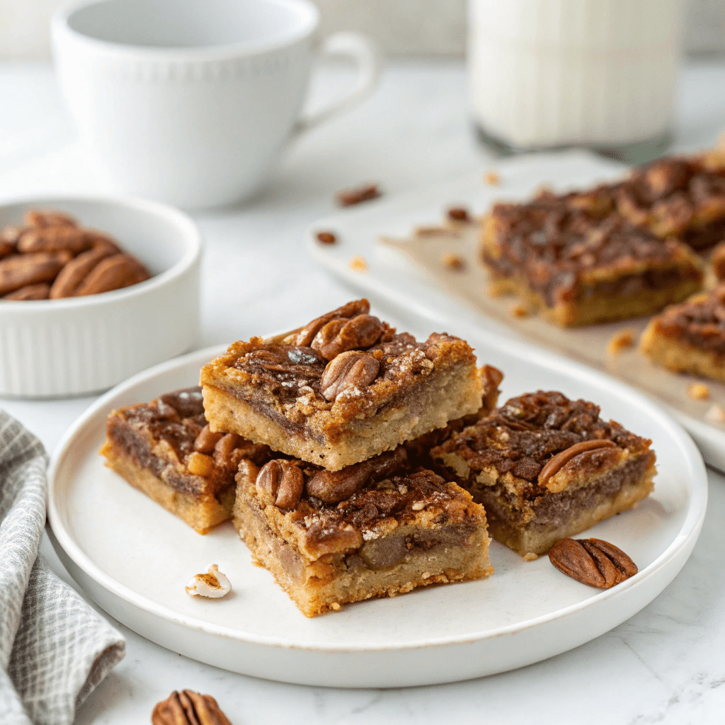 lazy girl pecan pie bars fresh from oven