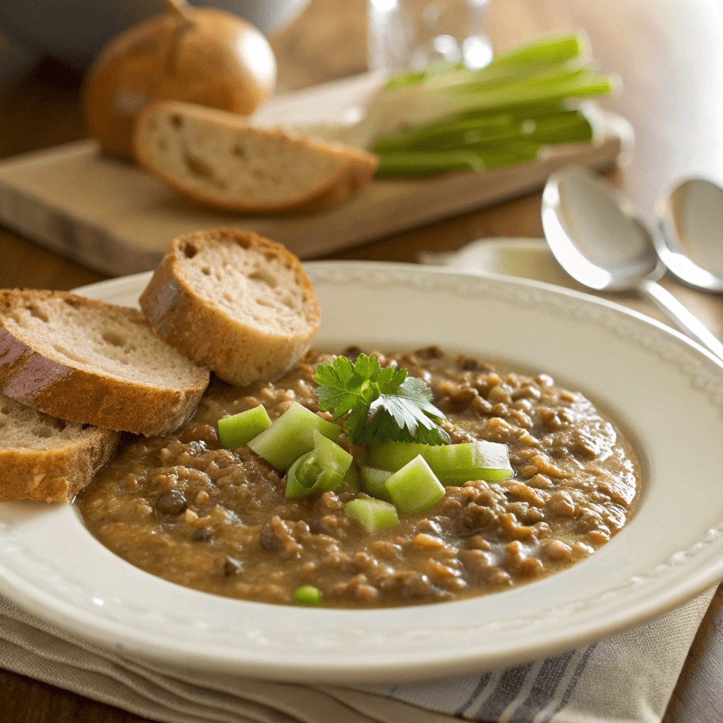 Lentil-Celeriac Skillet Sauce – Trending TikTok Recipe of 2025 10 Lentil-celeriac skillet sauce served with crusty bread