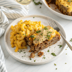 Mac and Cheese Meatloaf Casserole – The Ultimate Comfort Food Mash-Up 6 Final mac and cheese meatloaf casserole recipe card image