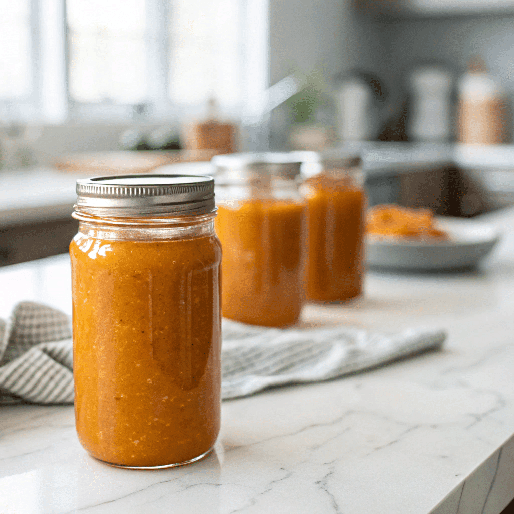 Mango Habanero Sauce – A Sweet, Spicy Story From My Kitchen 11 Mango habanero sauce stored in sealed glass jars