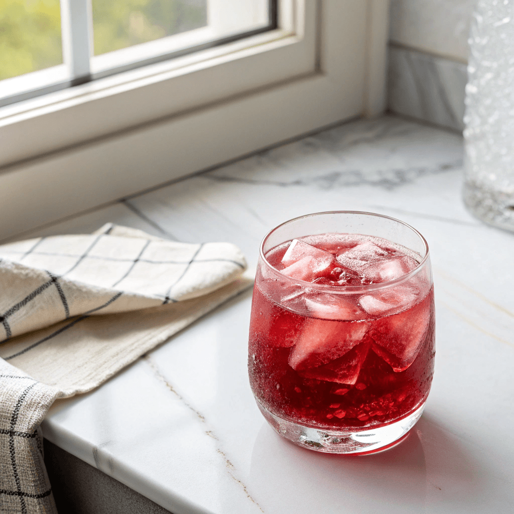 simple glass of sleepy girl mocktail on marble counter