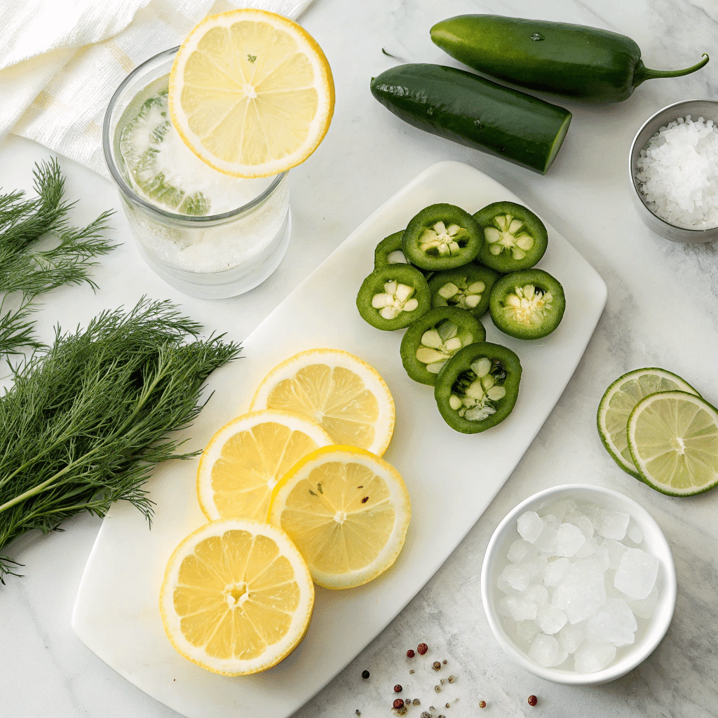 ingredients for spicy pickle lemonade