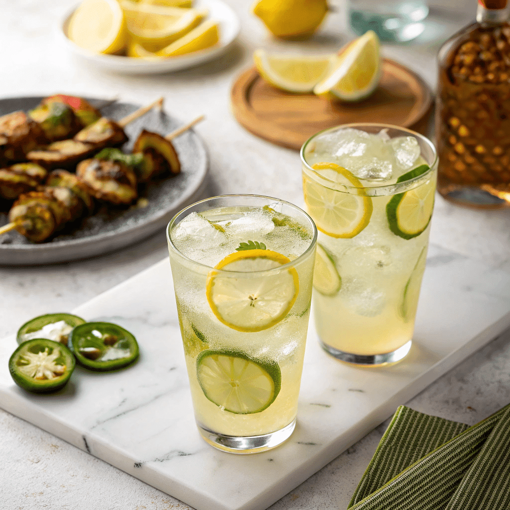 spicy pickle lemonade served with BBQ