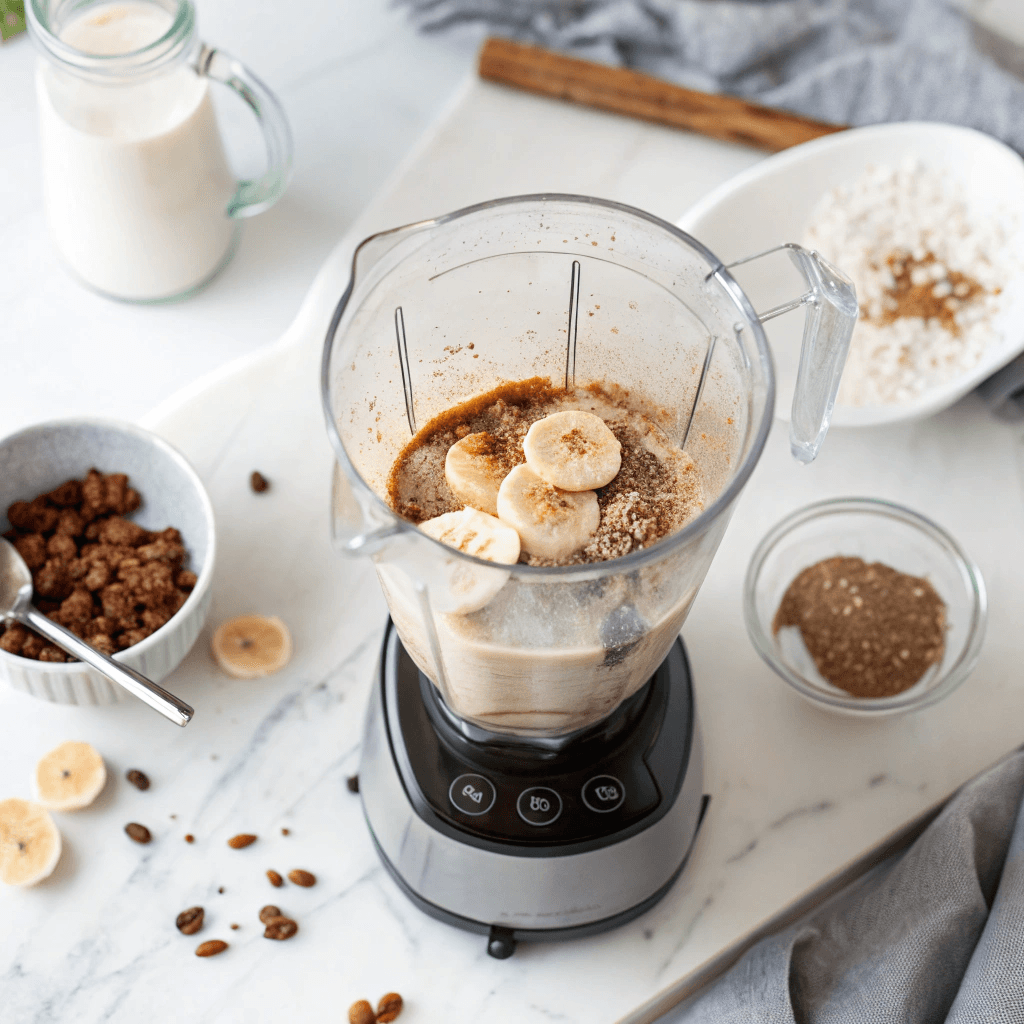 Banana Bread Latte Recipe 9 Blending banana bread latte ingredients