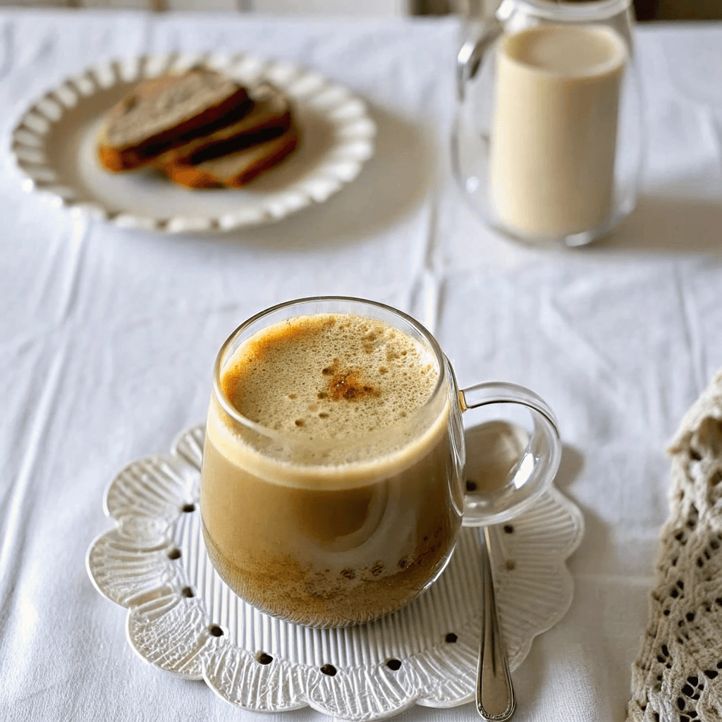 Banana Bread Latte Recipe 11 Served banana bread latte with banana bread slice