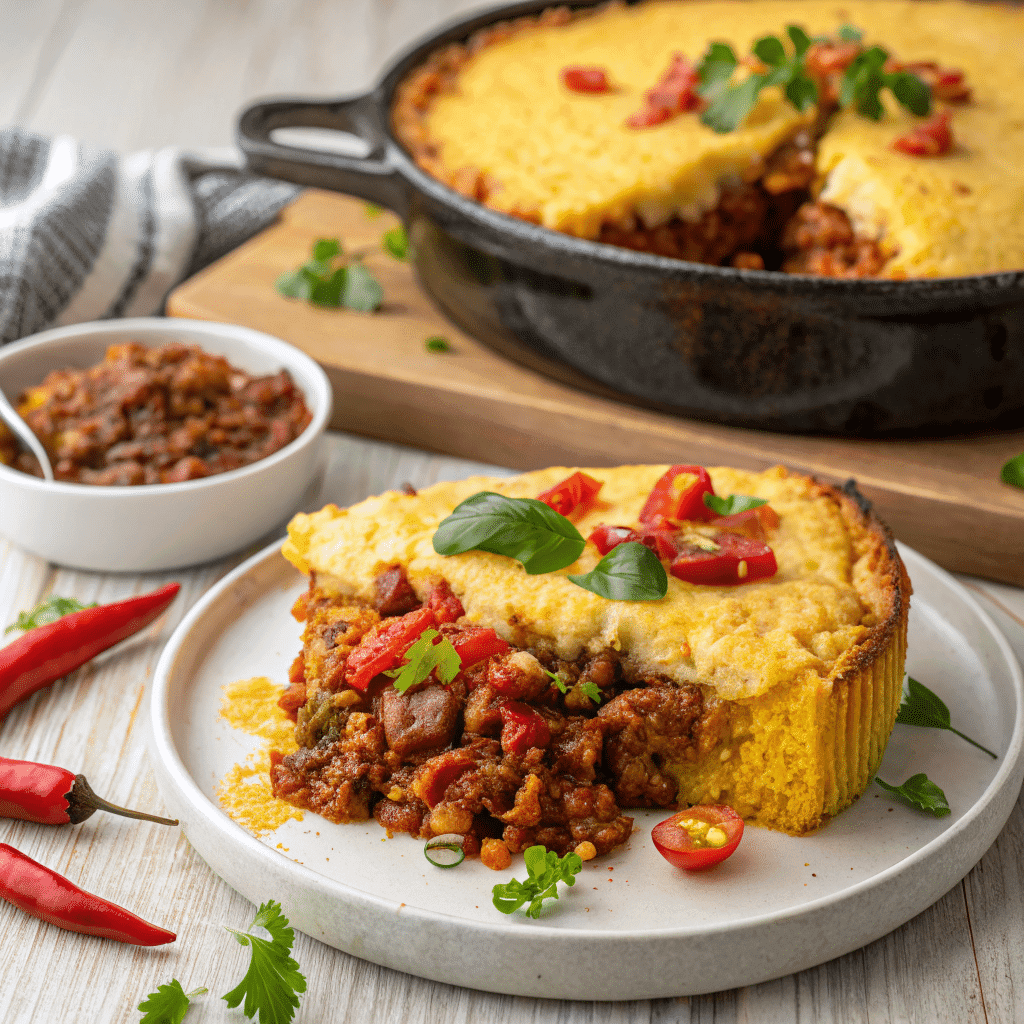 Cornbread Topped Chilli Pie Chile Madness Recipe 10 recipe card for cornbread topped chilli pie