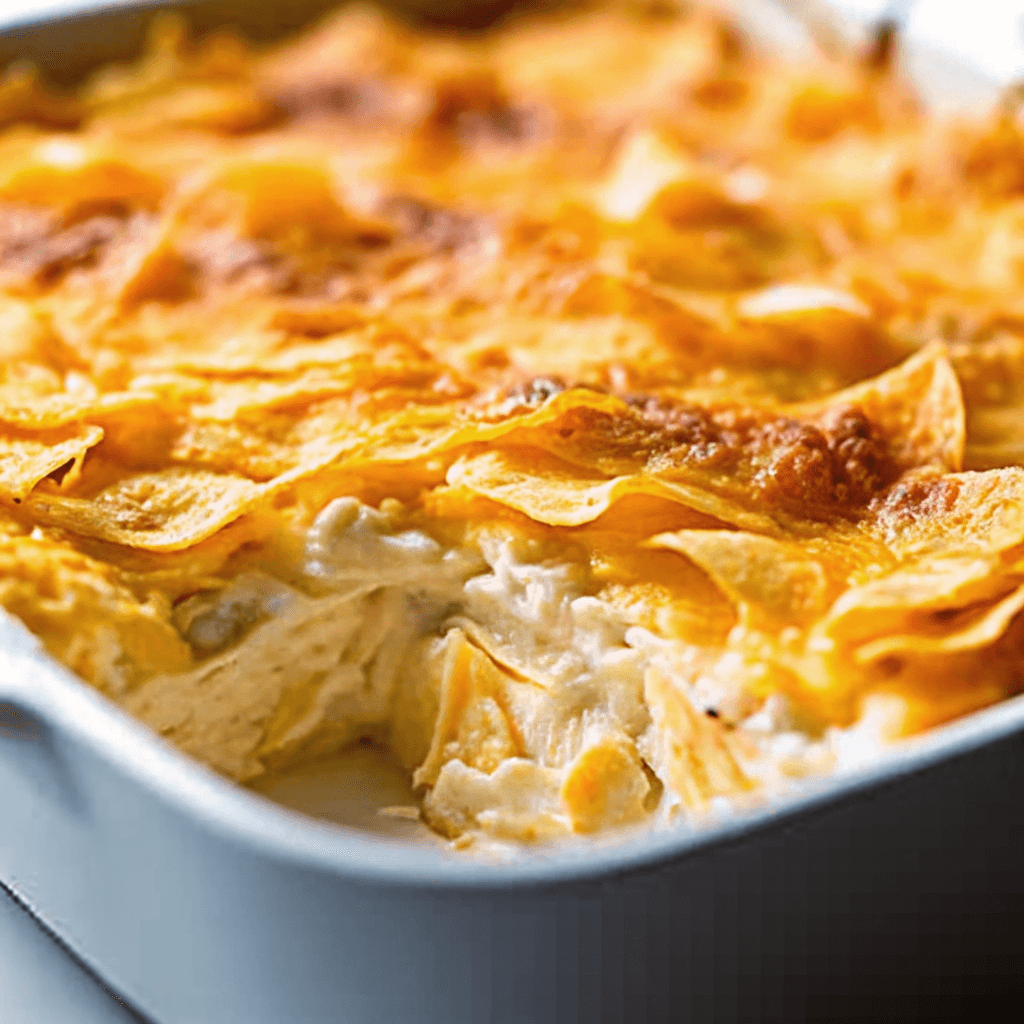Dolly Parton 5-Ingredient Casserole Recipe 12 Almost empty casserole dish of Dolly Parton’s 5-ingredient meal