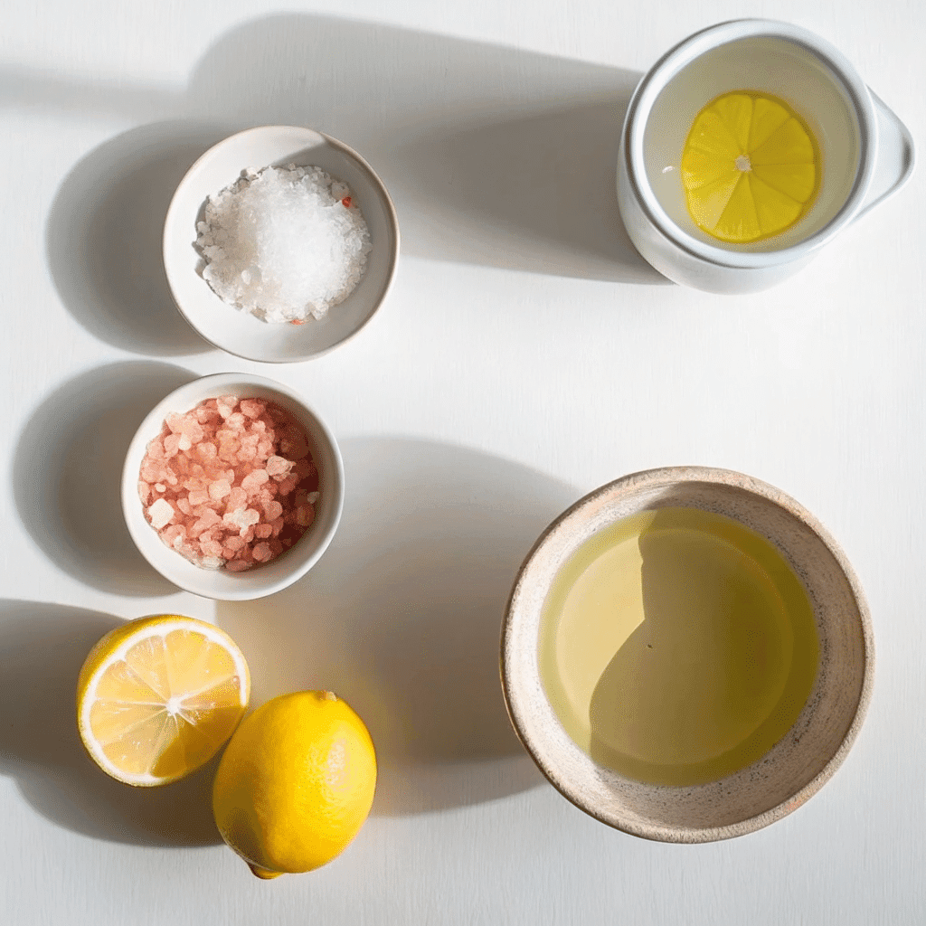 Japanese Pink Salt Diet Recipe 8 ingredients for japanese pink salt diet recipe flat lay