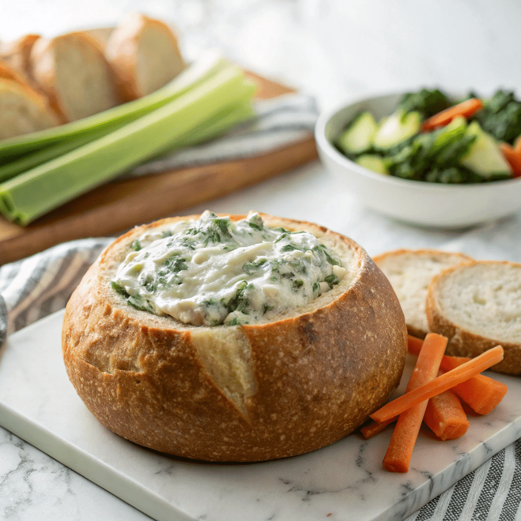 Knorr Spinach Dip Recipe 10 Recap image of Knorr spinach dip served in bread bowl