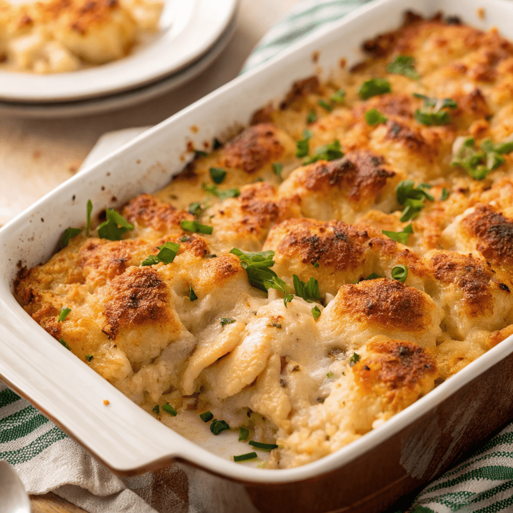 Neiman Marcus chicken casserole recipe with golden topping