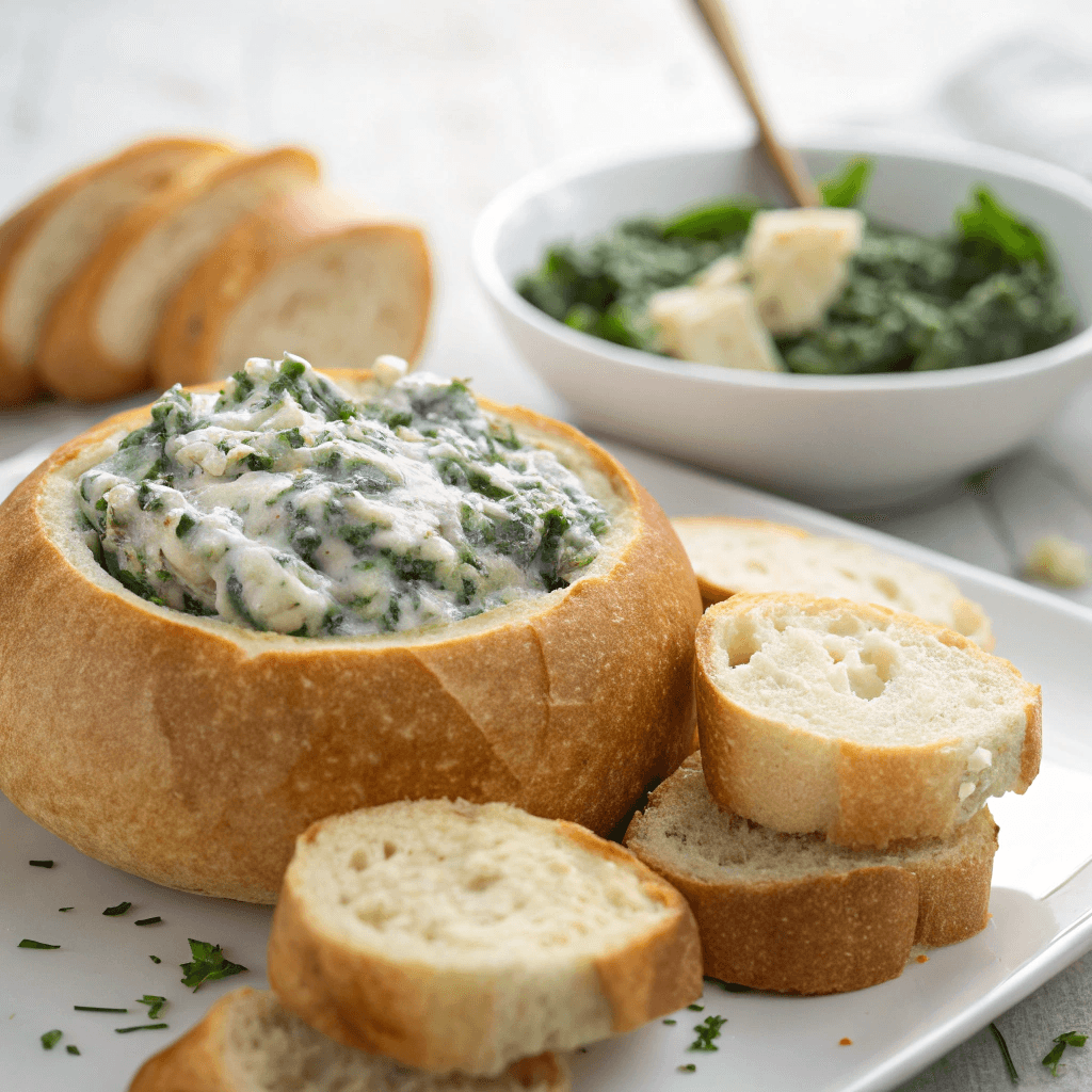 Spinach Dip Recipe 12 final spinach dip recap in bread bowl