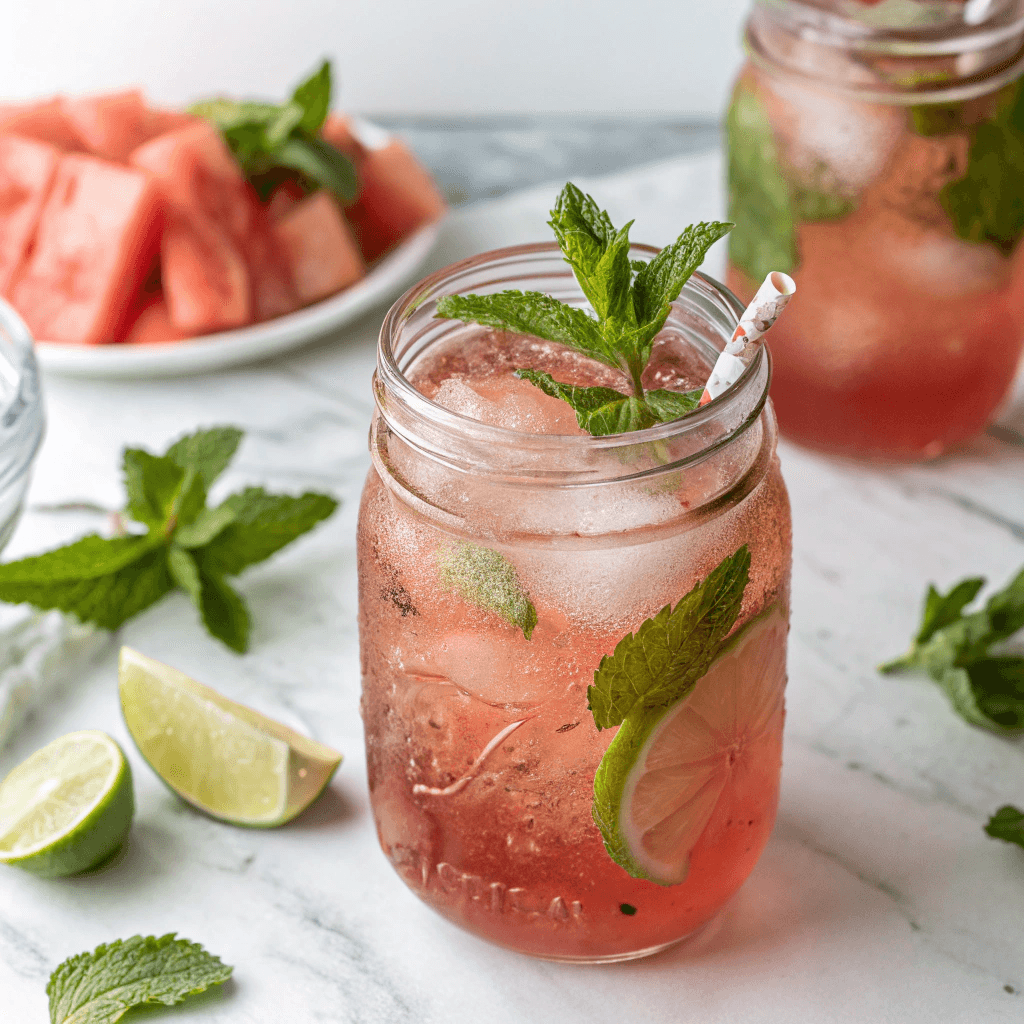 Sprite Watermelon Moonshine in a mason jar