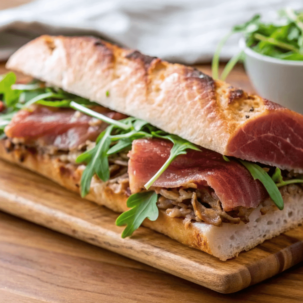 Buona Beef Tuna Genovese Copycat Recipe 11 Served Buona beef tuna Genovese sandwich with arugula and chips