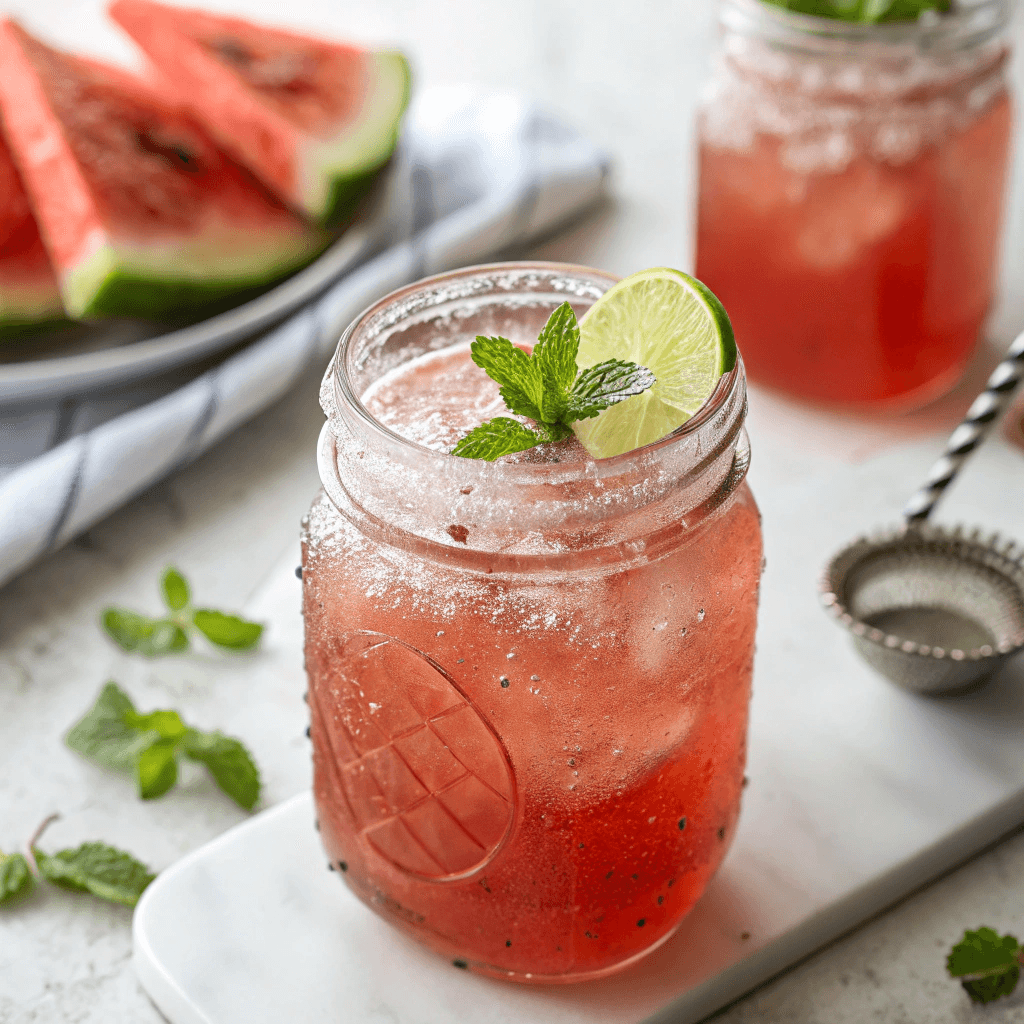 Watermelon Moonshine Recipe in Mason Jar